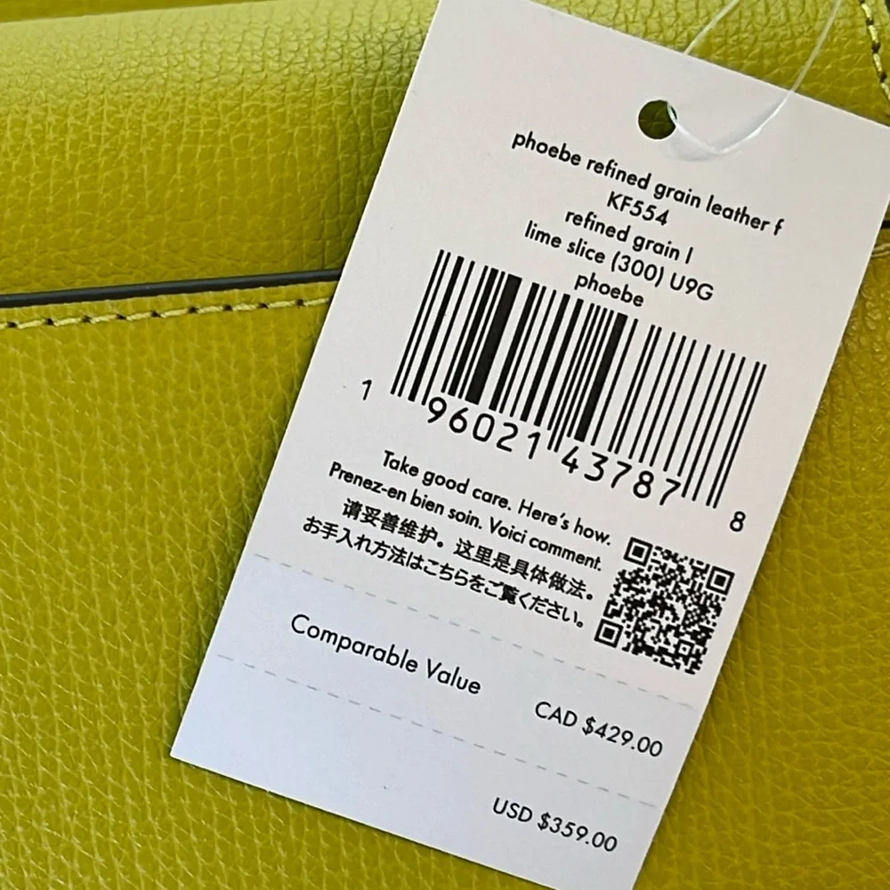 kate spade Phoebe Leather Lime Color Crossbody Bag NWT - Picture 11 of 17